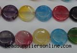 CAG5635 15 inches 12mm flat round dragon veins agate beads