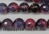 CAG5826 15 inches 12mm faceted round fire crackle agate beads