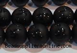 CAG6003 15.5 inches 10mm carved round matte black agate beads