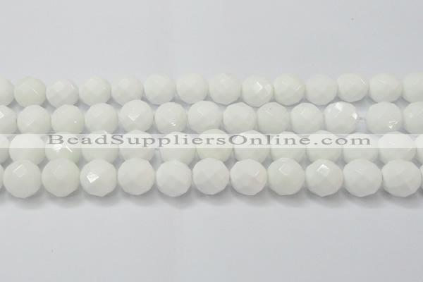 CAG6104 15.5 inches 12mm faceted round white agate gemstone beads