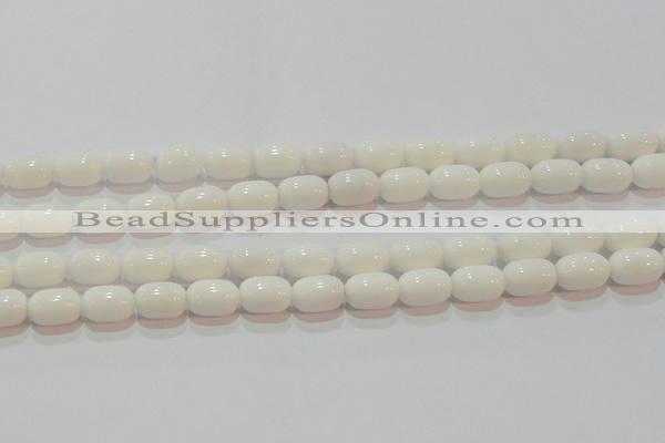 CAG7210 15.5 inches 8*12mm drum white agate gemstone beads
