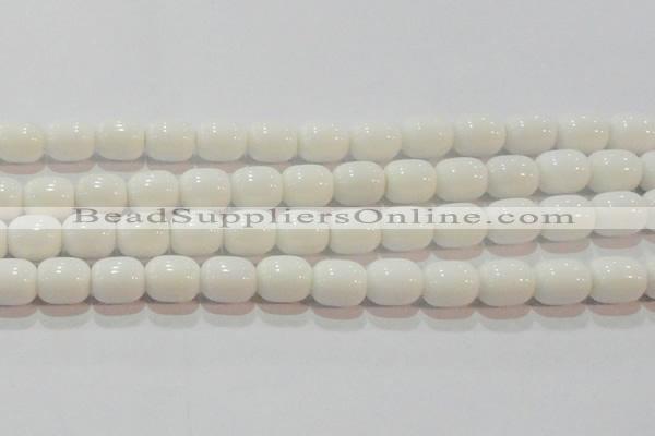 CAG7211 15.5 inches 10*12mm drum white agate gemstone beads