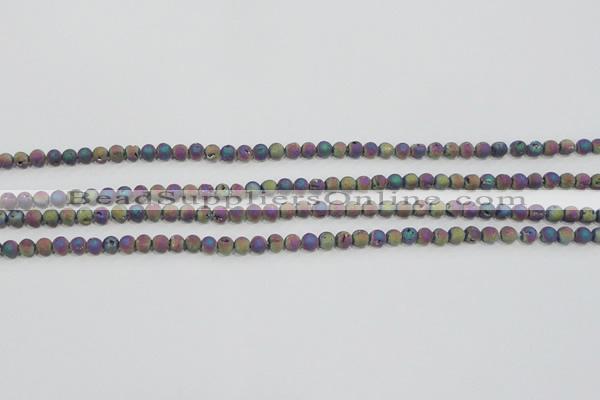 CAG7448 15.5 inches 4mm round plated druzy agate beads wholesale
