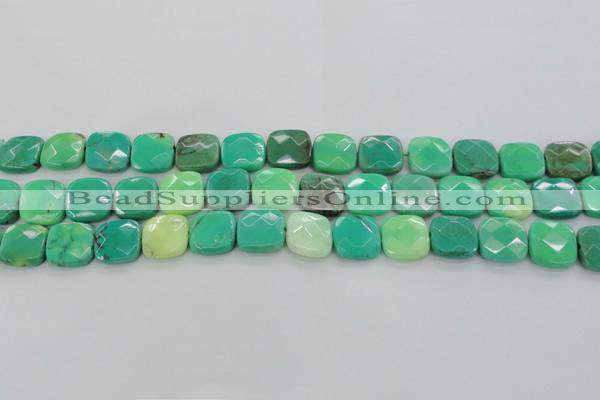 CAG7913 15.5 inches 15*15mm faceted square grass agate beads