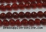 CAG8590 15.5 inches 6mm faceted round red agate gemstone beads