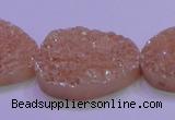 CAG8666 7.5 inches 22*30mm freeform champagne plated druzy agate beads