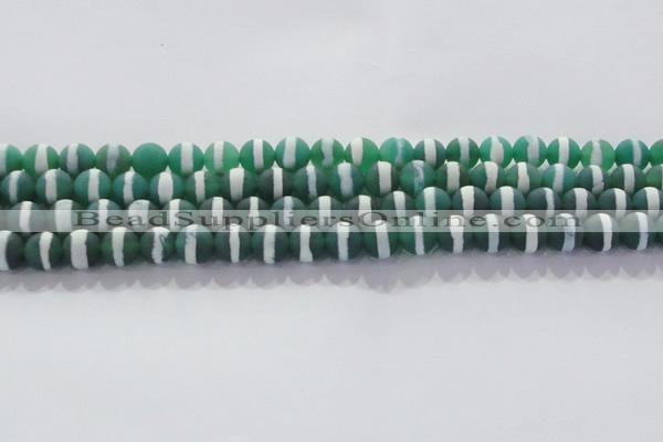 CAG8711 15.5 inches 8mm round matte tibetan agate gemstone beads