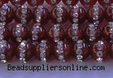 CAG8800 15.5 inches 6mm round agate with rhinestone beads