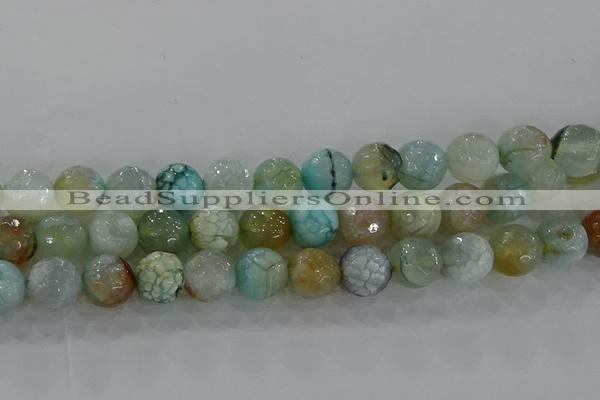 CAG8996 15.5 inches 10mm faceted round fire crackle agate beads