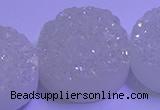 CAG9435 7.5 inches 30mm coin white plated druzy agate beads