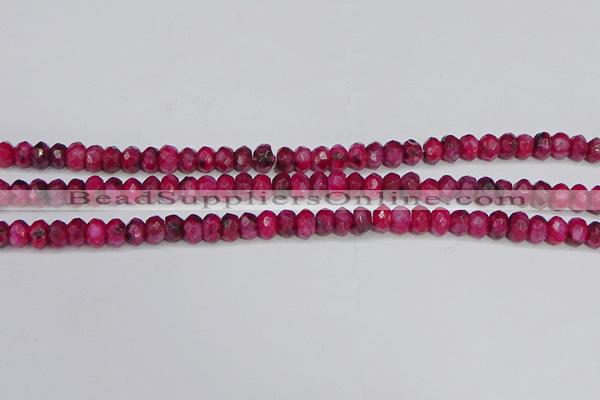 CAG9575 15.5 inches 4*6mm faceted rondelle crazy lace agate beads