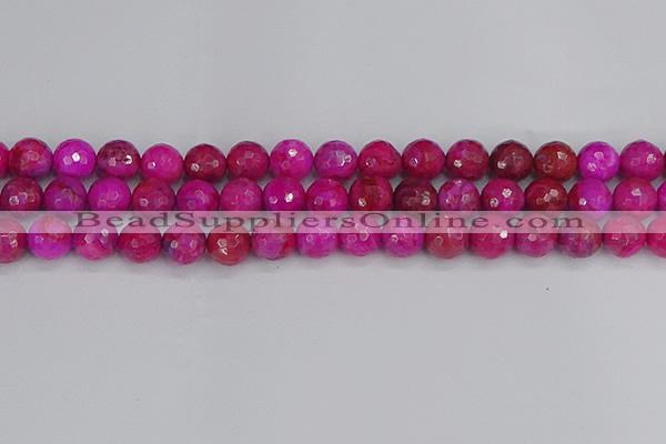 CAG9878 15.5 inches 10mm faceted round fuchsia crazy lace agate beads
