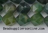 CAG9971 15.5 inches 10mm faceted nuggets moss agate beads