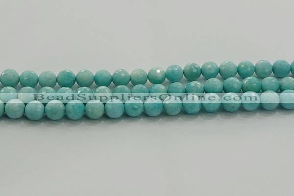 CAM1523 15.5 inches 10mm faceted round natural peru amazonite beads