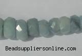 CAQ208 15.5 inches multi-size faceted rondelle natural aquamarine beads