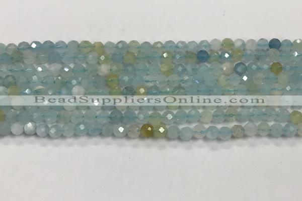 CAQ881 15.5 inches 3.5mm faceted round tiny aquamarine beads