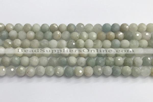 CAQ912 15.5 inches 8mm faceted round aquamarine beads wholesale