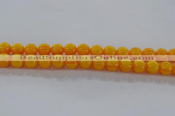 CAR404 15.5 inches 12mm round synthetic amber beads wholesale
