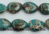 CAT11 15.5 inches 13*18mm flat teardrop natural aqua terra jasper beads