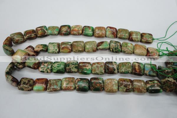 CAT115 15.5 inches 16*16mm square dyed natural aqua terra jasper beads