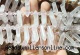 CBBS106 Top drilled 6*20mm - 8*30mm hexahedral prism rose quartz beads