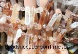 CBBS107 Top drilled 6*20mm - 8*30mm hexahedral prism red gum flower crystal beads
