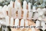 CBBS118 Top drilled 6*20mm - 11*35mm hexahedral prism rose quartz beads