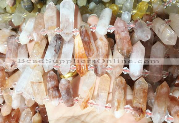 CBBS119 Top drilled 6*20mm - 11*35mm hexahedral prism red gum flower crystal beads