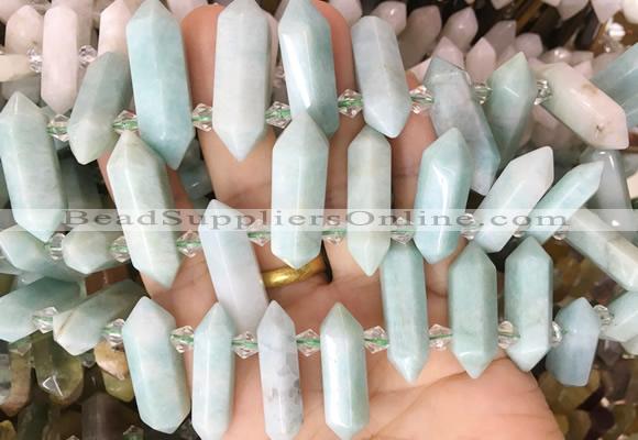 CBBS121 Top drilled 6*20mm - 11*35mm hexahedral prism amazonite beads