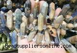 CBBS125 Top drilled 6*20mm - 11*35mm hexahedral prism sodalite beads