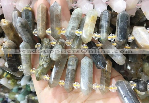 CBBS126 Top drilled 6*20mm - 11*35mm hexahedral prism sunstone beads