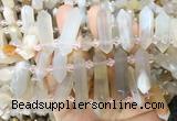 CBBS129 Top drilled 6*20mm - 11*35mm hexahedral prism sakura agate beads