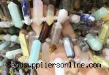 CBBS130 Top drilled 6*20mm - 11*35mm hexahedral prism colorful gemstone beads