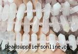 CBBS132 Centre drilled 6*20mm - 11*35mm hexahedral prism rose quartz beads