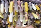 CBBS137 Centre drilled 6*20mm - 11*35mm hexahedral prism mookaite beads