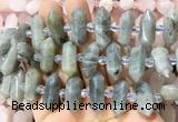 CBBS142 Centre drilled 6*20mm - 11*35mm hexahedral prism labradorite beads