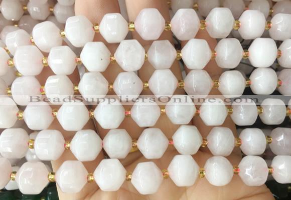 CCBS152 15 inches 10mm faceted prism rose quartz beads wholesale