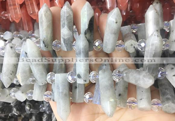 CBBS178 Top drilled 8*28mm - 9*30mm hexahedral prism labradorite beads