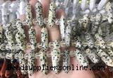 CBBS181 Top drilled 8*28mm - 9*30mm hexahedral prism dalmatian jasper beads