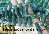 CBBS183 Top drilled 8*28mm - 9*30mm hexahedral prism moss agate beads