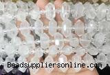 CBBS191 Centre drilled 7*16mm - 11*25mm hexahedral prism white crystal beads wholesale