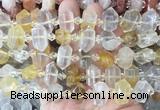 CBBS196 Centre drilled 7*16mm - 11*25mm hexahedral prism yellow gum flower crystal beads