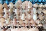 CBBS198 Centre drilled 7*16mm - 11*25mm hexahedral prism sunstone beads wholesale