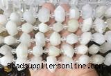 CBBS199 Centre drilled 7*16mm - 11*25mm hexahedral prism moonstone beads wholesale