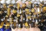 CBBS201 Centre drilled 7*16mm - 11*25mm hexahedral prism yellow tiger eye beads wholesale