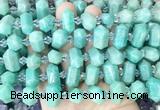 CBBS203 Centre drilled 7*16mm - 11*25mm hexahedral prism amazonite beads wholesale