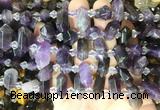 CBBS209 Top drilled 7*16mm - 11*25mm hexahedral prism amethyst beads wholesale