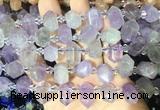 CBBS210 Top drilled 7*16mm - 11*25mm hexahedral prism lavender amethyst beads wholesale