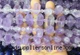 CBBS211 Top drilled 7*16mm - 11*25mm hexahedral prism lavender amethyst beads wholesale