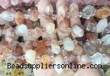 CBBS213 Top drilled 7*16mm - 11*25mm hexahedral prism red gum flower crystal beads